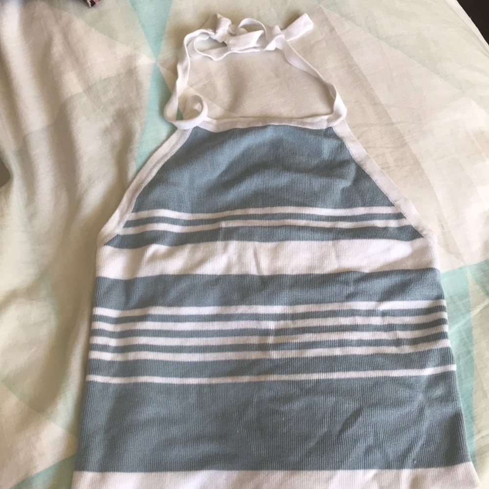 Striped halter cropped top